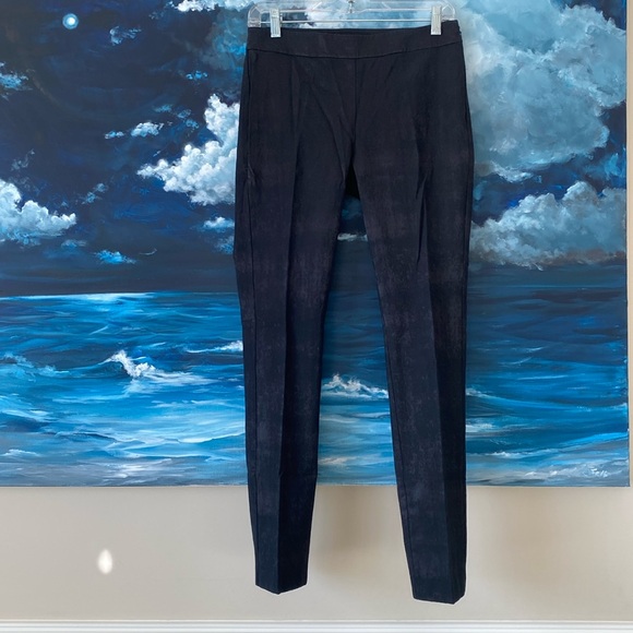 Textured Ankle Slit Black Pants - Picture 1 of 8